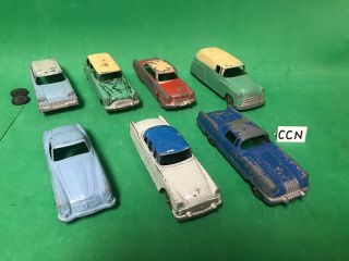 (tootsie Toy) 7 X Vintage Diecast Metal Cars From 1960 [ccn]