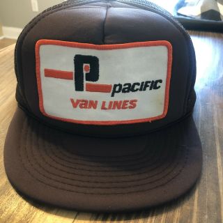 Vintage Otto Cap Snapback Hat - Trucker Patch - Pacific Van Lines - Mesh Rare