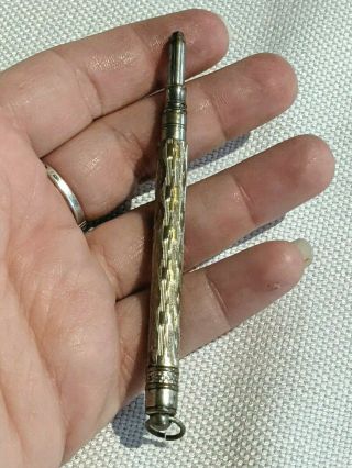 Vintage Antique Mechanical Pencil Pocket Pendant Silver & Gold Tone