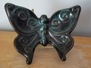Vintage Blue Mountain Pottery 9 " Butterfly Dish/plaque With Label