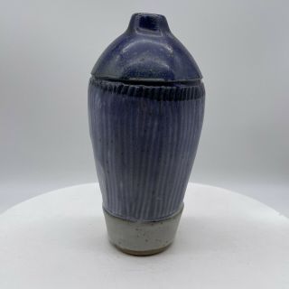 Vintage Pottery Weed Pot Vase Stoneware Blue Studio