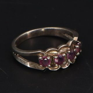 Vtg Sterling Silver - Signed Round - Cut Purple Topaz Stackable Ring Size 8 - 2g