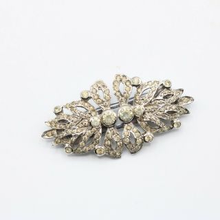 Vintage 1930s 1940s Art Deco Duette Brooch And Dress Clips Sparkling Rhinestone
