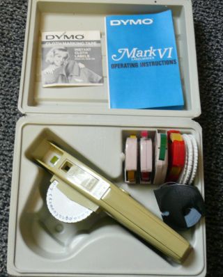 Vintage Dymo Mark 6 Labeling Kit With Extra Tapes And Printing Wheels 1970 " S