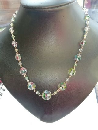 Stunning 1920s /30s Art Deco Czech Rainbow Iris Glass Necklace Vintage Jewellery