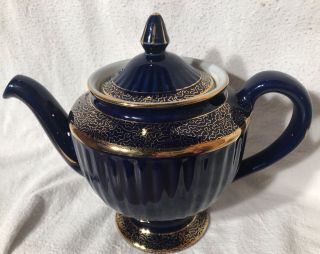Vintage Hall Tea Pot - Cobalt Blue /gold Trim - Perfect 6 Cup 083