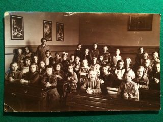 Foto Antik Vintage Ak Photo Mädchen Girls Weimar Schule School Klassenfoto Old