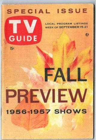 Tv Guide 9/15/1956 Fall Preview Broken Arrow Circus Boy Jim Bowie Zane Grey Chi