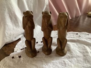 Vintage Carved Wood Three Wise Monkeys See No Evil Hear No Evil Speak No Evil