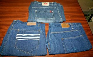 3 Pair Vtg Roca Wear & Southpole Denim Jeans 42 X 32 Hip Hop Baggy Rocawear