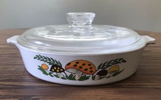 Vintage 1970’s Merry Mushroom Corning Ware Casserole With Lid 8.  5 Inch In Euc