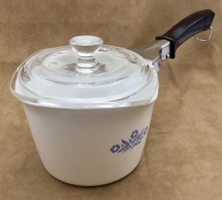 Vintage Corning Ware 1 Qt Blue Cornflower P - 55 - B Sauce Maker W/ Lid & Handle Euc