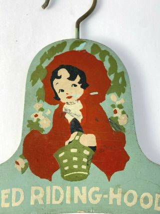 2 Vintage Wooden Children ' s Hangers Little Red Riding Hood and Boy with Hat 3