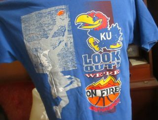 Large True Vtg 90s University Kansas Ku Jayhawks Basketball T - Shirt Made Usaftl