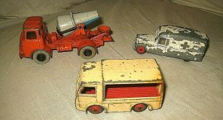 Vintage Dinky,  Albion Chieftain,  Electric Milk Van & Daimler Ambulance.  1950s.