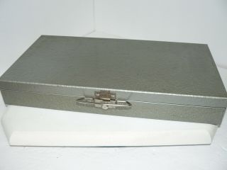 Vintage 35mm Slide Tower Metal Box Tray File Case Holder,  14 Dividers Vguc