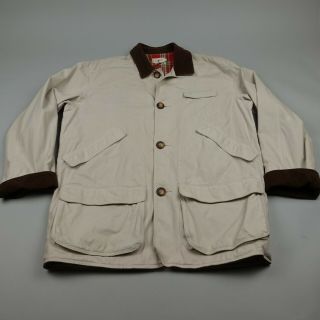 Vintage J.  Crew Chore Barn Coat Jacket Mens Medium Flannel Lined Button Beige