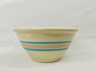 Vintage Mccoy Pottery Mixing Bowl 10 - Pink & Blue Stripes