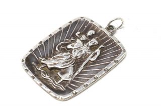 A Large Vintage C1976 Sterling Silver 925 St.  Christopher Religious Pendant