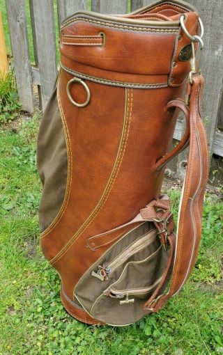 Vintage Spalding Leather Golf Bag 6 Way Brown