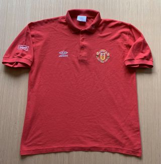 Mens Vintage Umbro Manchester United Man Utd Mufc Polo Football Shirt 90 