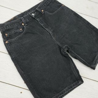 Vintage Levi ' s 505 Mens Size 33 Black Denim Jean Shorts L00 3