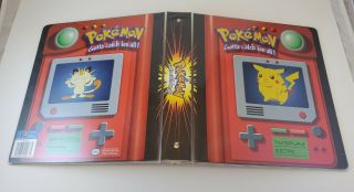 Vintage 1999 Pokemon Pikachu & Meowth Pokédex Binder Nintendo Game Freak