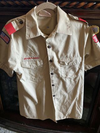 Boy Scouts Of America Men’s Medium Uniform Shirt Bsa Vtg Usa Adult