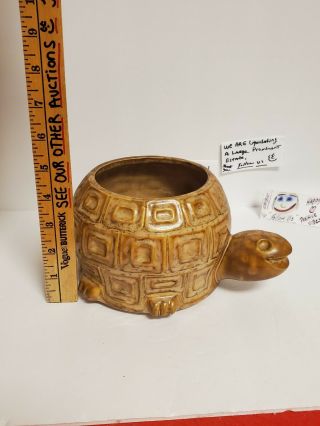 Vintage Mccoy Turtle Planter 740 Usa Pottery 8.  5 " L X 6 " W Smiling Face Brown Mcm