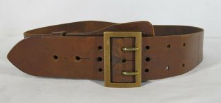 Vintage Mounted Police Officer Brown Leather Belt Equestrian Cop Size 34 Yqz