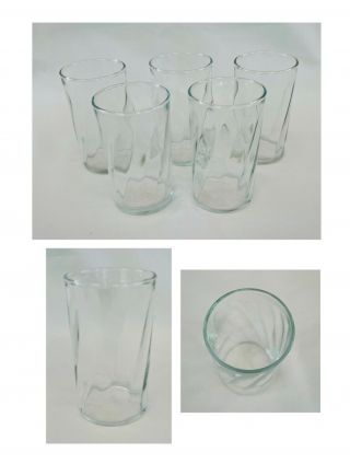 Vintage Libbey Crisa Juice Glasses 6 Oz.  Clear Swirl Flat Bottom 6 - Piece Set