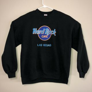 Vintage Hard Rock Cafe Las Vegas Crewneck Sweatshirt Black 90s Xl Usa