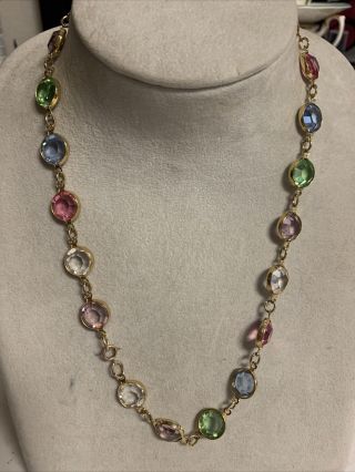 Swarovski Vintage Necklace Rhinestone Crystal Gold Tone Marked 1/20th 14k Gf