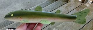 Vintage Large Unfished Lawrence Bethel Metal Tail Rainbow Trout Fish Decoy