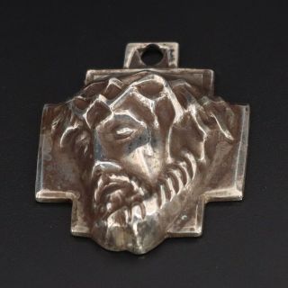 Vtg Sterling Silver - Chapel Jesus Christ Religious Cross Medal Pendant - 12g