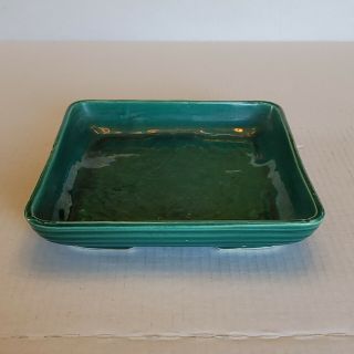 Vintage Mccoy Pottery Green Square Bowl Planter Dish Plant Stand 7.  75 " Wide