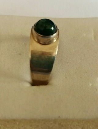 Vintage Sterling silver and moss agate ring size P/Q 2