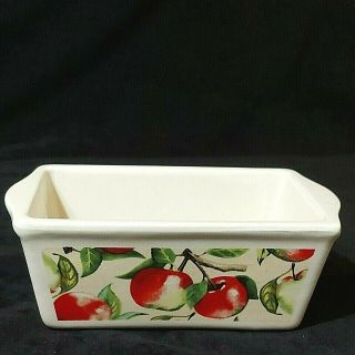 Vintage Nantucket Mini Loaf Pan Ceramic Apple Theme