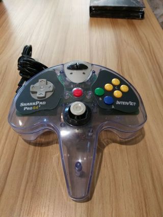 Vintage Nintendo 64 Controller Interact N64 Sharkpad Pro Shark Pad Clear Sv - 362a