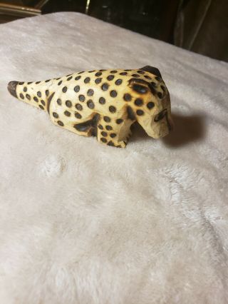 Vintage Hand Carved Wood Cheetah Sculpture Figurine