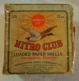 Vintage Remington - Umc Nitro Club 12 Ga.  Shotgun Shell Ammo Box