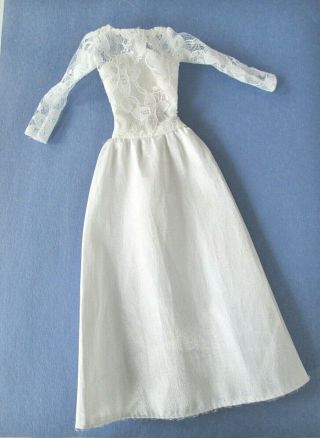 Vintage Barbie White Satin & Iridescent Lace Bridal Wedding Gown W/tag