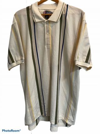 Vintage Chaps Ralph Lauren Rugby Polo Shirt Mens Sz Xl Striped Short Sleeve