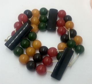 Bakalite Multi - Color Beaded Bracelet Vintage