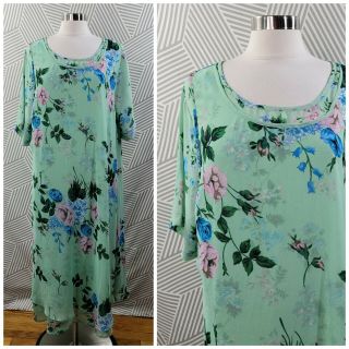 Vintage Floral Dress Plus Size 2x/3x Cottagecore Lined Layered Turquoise Lined