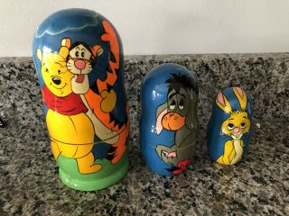 Vintage Winnie The Pooh Russian Nesting Dolls Set Of 3