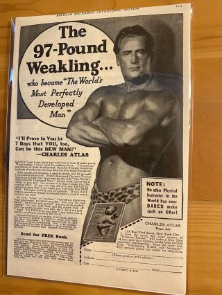 1933 Vintage Print Ad Charles Atlas Body Building The 97 Pound Weakling