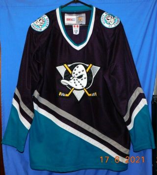 Anaheim Mighty Ducks Ice Hockey Vintage Ccm Jersey Official Canada Nhl 48 " Large