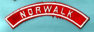 Norwalk Red & White Vintage Rws Council Community Strip Bsa Boy Scout