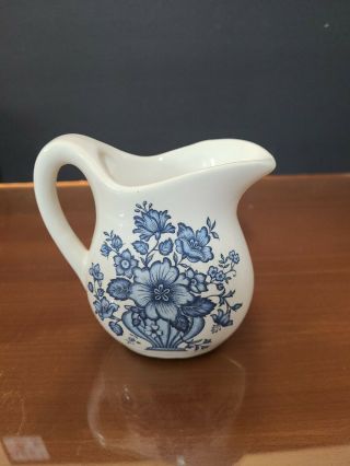 Vintage Usa Mccoy Pottery Ceramic Small Pitcher Creamer Blue Flowers Floral